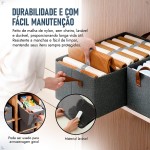 Kit 3 Cestos Organizadores, Conjunto de 3 Caixas Organizadoras em Tecido, Cinza, com Alças, para Gavetas Roupeiros e Armários - Imagem 4