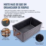 Kit 3 Cestos Organizadores, Conjunto de 3 Caixas Organizadoras em Tecido, Cinza, com Alças, para Gavetas Roupeiros e Armários - Imagem 5