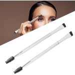 2 Peças Escova de Sobrancelha Dupla Prateada, Cabelo Macio, Maquiagem Espiral, Escova de Cílios, Ferramenta Cosmética - Imagem 5