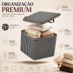 Cesto Organizador De Roupas Dobrável Grande Caixa Organizadora Multiuso Lavanderia Quarto Guarda Roupas Brinquedos Compacto Resistente Tecido Respirável Alta Capacidade (58x48) - Imagem 4