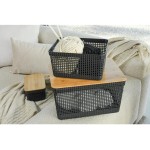 Cesto Organizador Grid c/Tampa de Bambu 8L Preto OU - Imagem 2