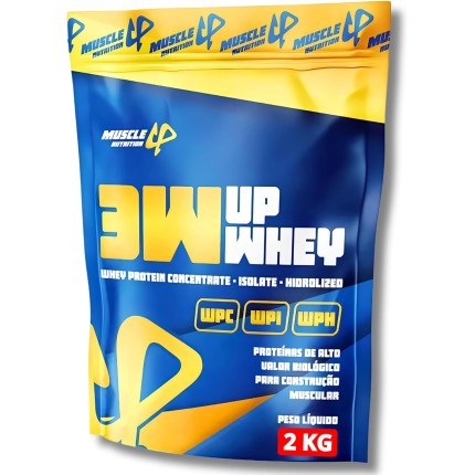 Whey Protein 3W 100% 24g De Proteína/Dose (30g) Baixo Carboidrato Sem Glúten - 2KG - Muscle Up Nutrition (2KG, Creme de Avelã)