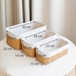 Conjunto de 3 Cestos Organizadores em Bambu, Forro Removível, Organizador para Casa - Imagem 3