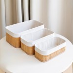 Conjunto de 3 Cestos Organizadores em Bambu, Forro Removível, Organizador para Casa - Imagem 6