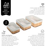 Organizador 3 Cestos Grandes de Bambu – Cestos Organizadores Grandes com Tecido Removível – Ideal para Lavanderia, Banheiro, Quarto e Closet – Material Sustentável - Imagem 3