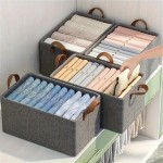 Kit de 3 Cestos Organizadores Dobráveis 25L: Caixas Multiuso com Alças em Plástico Durável para Guarda-Roupa, Gavetas, Lavanderia e Armários. - Imagem 3