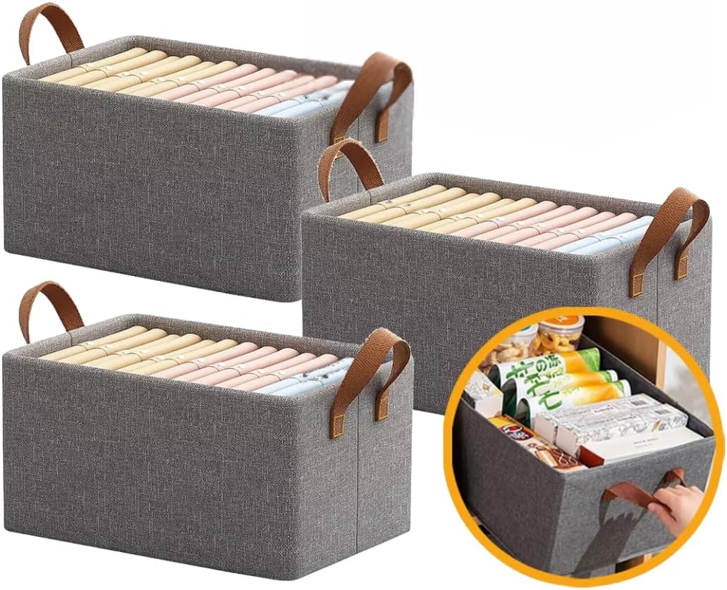 1779246729_Kit-de-3-Cestos-Organizadores-Dobraveis-25L-Caixas-Multiuso-com.jpg Kit de 3 Cestos Organizadores Dobráveis 25L Caixas Multiuso com Alças em Plástico Durável para Guarda-Roupa Gavetas Lavanderia e Armários.