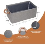 4 Caixas Organizadoras Dobráveis para Guarda-Roupa e Gavetas – Cestos Organizadores em Tecido com Alças, Cinza, Multiuso para Roupas e Closet (Reforçado) - Imagem 3