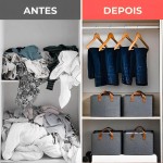 4 Caixas Organizadoras Dobráveis para Guarda-Roupa e Gavetas – Cestos Organizadores em Tecido com Alças, Cinza, Multiuso para Roupas e Closet (Reforçado) - Imagem 4