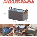 4 Caixas Organizadoras Dobráveis para Guarda-Roupa e Gavetas – Cestos Organizadores em Tecido com Alças, Cinza, Multiuso para Roupas e Closet (Reforçado) - Imagem 6