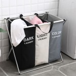 Cesto Organizador De Roupas Sujas Grande Com 3 Divisórias Dobrável - Imagem 2