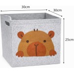 Cesto Organizador Infantil, Design de Animais, Feltro Cinza, para Quarto de Bebê (Capivara) - Imagem 3