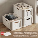 Cesto de Roupa Suja Dobrável com Rodinhas Grande 45L, Cesto Organizador Plástico com Divisória Multiuso para Lavanderia, Banheiro, Quarto, Casa e Brinquedos - Imagem 5