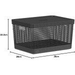 Ou Cesto Organizador 20L Preto Linha Grid - Imagem 2