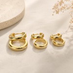 Conjunto com 3 Pares De Brincos Argolas Banhadasa Ouro18k - Para 3 Furos - Imagem 3