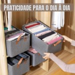 Kit 2 Caixas Organizadoras em Tecido, Grande e Dobrável com Alças Laterais, Multiuso para Armário, Closet e Escritório(2) - Imagem 4