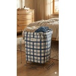 Cesto Organizador Dobrável, Suporte para Roupa Suja, Floral Azul e Branco, 60cm, Multiuso com Alças de Metal (Faixas) - Imagem 4