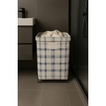 Cesto Organizador Dobrável, Suporte para Roupa Suja, Floral Azul e Branco, 60cm, Multiuso com Alças de Metal (Faixas) - Imagem 6
