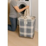 Cesto Organizador Dobrável, Suporte para Roupa Suja, Floral Azul e Branco, 60cm, Multiuso com Alças de Metal (Faixas) - Imagem 7