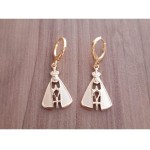 Brinco Pingente Nossa Senhora Aparecida Folheado Ouro 18k Antialérgico - Imagem 2
