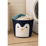 Cesto Organizador Roupa Suja Dobrável Multiuso 30L Animais Decorativo Roupas e Brinquedos, Design Panda e Pinguim, 30L (Pinguim) - Imagem 5