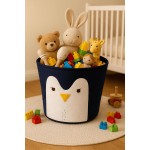 Cesto Organizador Roupa Suja Dobrável Multiuso 30L Animais Decorativo Roupas e Brinquedos, Design Panda e Pinguim, 30L (Pinguim) - Imagem 6