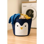 Cesto Organizador Roupa Suja Dobrável Multiuso 30L Animais Decorativo Roupas e Brinquedos, Design Panda e Pinguim, 30L (Pinguim) - Imagem 7