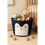 Cesto Organizador Roupa Suja Dobrável Multiuso 30L Animais Decorativo Roupas e Brinquedos, Design Panda e Pinguim, 30L (Pinguim) - Imagem 9