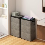 Cesto de Roupa Suja com Tampa e Alça, Cesto Organizador Dobrável com Bolsa de Rede Removível, Tecido Respirável, Cinza - Imagem 6