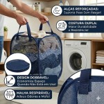 Cesto de Roupa Suja Dobrável Telado Multiuso Organizador Pop Up com Malha Respirável Anti-Odor para Lavanderia Quarto e Brinquedos Economia de Espaço (29X50CM) (PRETO) - Imagem 4