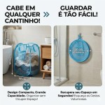 Cesto de Roupa Suja Dobrável Telado Multiuso Organizador Pop Up com Malha Respirável Anti-Odor para Lavanderia Quarto e Brinquedos Economia de Espaço (29X50CM) (PRETO) - Imagem 5