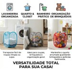 Cesto de Roupa Suja Dobrável Telado Multiuso Organizador Pop Up com Malha Respirável Anti-Odor para Lavanderia Quarto e Brinquedos Economia de Espaço (29X50CM) (PRETO) - Imagem 7