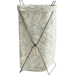 Amazônia Cesto Organizador Dobrável, Design Folhas Botânicas 60cm, Suporte para Roupa Suja, com Alças Metálicas (Cinza) - Imagem 3