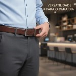 Cinto Social Masculino Dupla Face Preto e Café em Couro Sintético | Ajustável, Elegante, Fivela Reversível | Cinto Masculino Social e Casual - Imagem 3