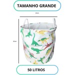 Cesto Organizador Multiuso Dobrável Roupa Suja Brinquedos Tamanho Grande 42 x 45 cm Resistente Temático Utilidade Para Casa Inteira Dinossauro - Imagem 3