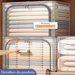 Kit 2 Caixas Organizadora Dobrável 66L em PVC Transparente com Zíper Duplo – Abertura Frontal e Superior – Para Armários e Guarda-Roupas (66 Litros) - Imagem 3