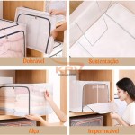 Kit 2 Caixas Organizadora Dobrável 66L em PVC Transparente com Zíper Duplo – Abertura Frontal e Superior – Para Armários e Guarda-Roupas (66 Litros) - Imagem 4