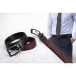 Cinto Masculino Dupla Face Com Fivela Giratória Premium Ajustável Preto E Marrom Elegante Para Uso Social E Casual - Imagem 3