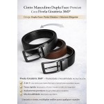 Cinto Masculino Dupla Face Com Fivela Giratória Premium Ajustável Preto E Marrom Elegante Para Uso Social E Casual - Imagem 4