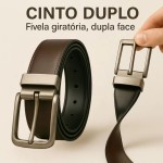 Cinto Dupla Face em Couro com Fivela Masculino Social - Imagem 2