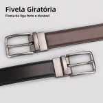 Cinto Dupla Face em Couro com Fivela Masculino Social - Imagem 4