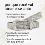 Cinto Feminino Western Lux Glamour com Cristais e Pérolas — Couro Sintético Premium, Ajustável, Estilo Cowgirl Chic - Imagem 3