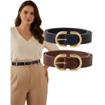 Kit 2 Cintos Feminino Alfaiataria Luxo Plus Size Fino Social Elegante Couro Sintético Lola