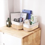 Kit com 3 Cestos Organizadores Feito de Bambu Cor Claro. Perfeito Para Banheiros, Armários, Lavanderias, Entre Outros. Bonito e Elegante (Bege - Grande) - Imagem 5