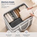 Dois Organizador Multiuso dobrável em tecido para roupas, Cesto Organizador Multiuso Dobrável, 75L algodão caneca tecido impermeável cesta de roupa suja - Imagem 7