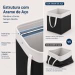 Dois Organizador Multiuso dobrável em tecido para roupas, Cesto Organizador Multiuso Dobrável, 75L algodão caneca tecido impermeável cesta de roupa suja - Imagem 8