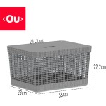 Cesto Caixa Organizadora Grid 20Lts com Tampa Ou Martiplast Cor:Cinza - Imagem 2