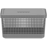 Cesto Caixa Organizadora Grid 20Lts com Tampa Ou Martiplast Cor:Cinza - Imagem 5