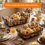 Fruteira Cesto Multiuso de Mesa 2 Andares Kleming, Cesta Organizadora de Frutas Decorativa para Cozinha, Sala, Banheiro, Mesa Posta, Fruteira de Mesa Organizador De Frutas com alça. - Imagem 3