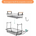 Fruteira Cesto Multiuso de Mesa 2 Andares Kleming, Cesta Organizadora de Frutas Decorativa para Cozinha, Sala, Banheiro, Mesa Posta, Fruteira de Mesa Organizador De Frutas com alça. - Imagem 9